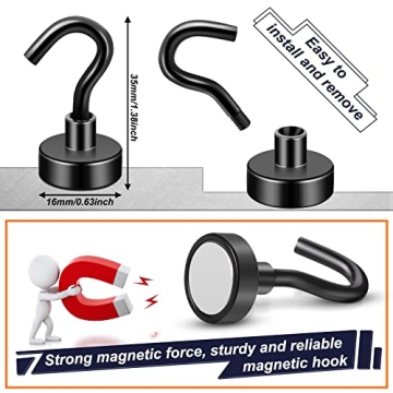 FINDMAG Black Magnetic Hooks for Strong Hanging Solutions