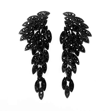 Les Boh魩ens Black Angel Wings Eagle Wings Rhinestone Statement Earrings Dangling Earrings Wedding ...