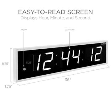 Ivation Huge 36-Inch Large Big Oversized Digital LED Clock with Stopwatch, Alarms, Countdown Timer &...