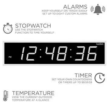 Ivation 36-Inch Oversized LED Clock with Timer & Alarms