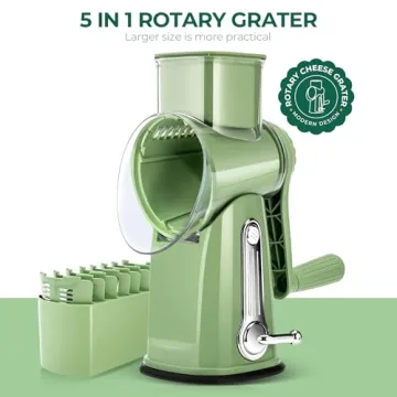 SUSTEAS Rotary Cheese Grater with 5 Blades