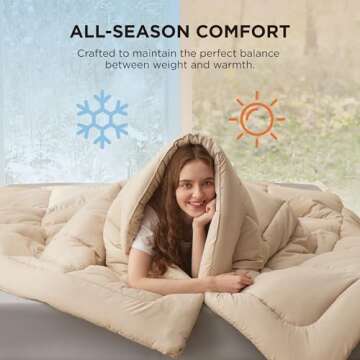 Bedsure Comforter Duvet Insert - Quilted Comforters California King Size, All Season Duvet, Down Alternative Bedding, with 8 Tabs, Gifts for Women/Men, Beige, California King 96 X 102 Inches