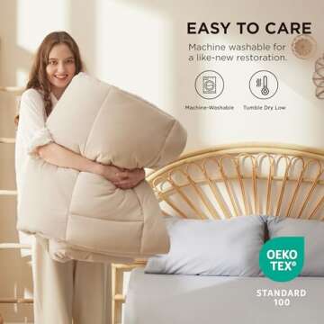 Bedsure Comforter Duvet Insert - Quilted Comforters California King Size, All Season Duvet, Down Alternative Bedding, with 8 Tabs, Gifts for Women/Men, Beige, California King 96 X 102 Inches