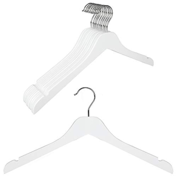 TOPIA HANGER White Wooden Hangers 10 Pack - Durable, Slim Design for Closet Organization