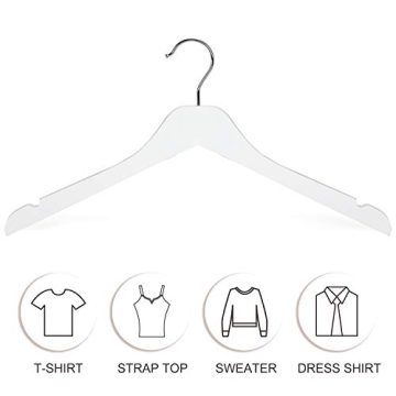 TOPIA HANGER White Wooden Hangers - Slim & Durable Solution