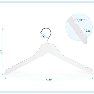TOPIA HANGER White Wooden Hangers - Slim & Durable Solution