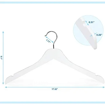 TOPIA HANGER White Wooden Hangers - Slim & Durable Solution
