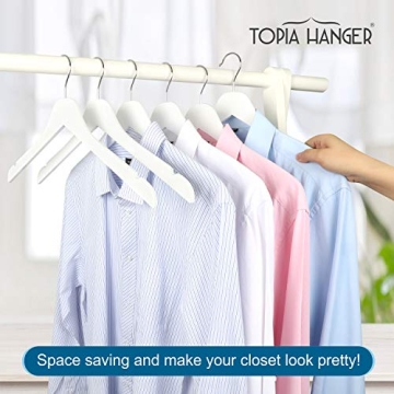 TOPIA HANGER White Wooden Hangers - Slim & Durable Solution