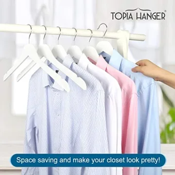 TOPIA HANGER White Wooden Hangers - Slim & Durable Solution