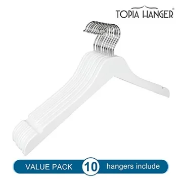 TOPIA HANGER White Wooden Hangers - Slim & Durable Solution