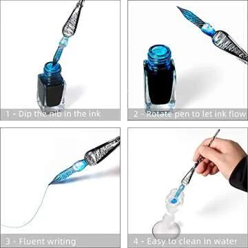 molshine Handmade Glass Dip Pen Crystal Calligraphy Pen Signature Dipped Pen for Artist Women Men Teens,Writing Drawing Decoration Gifts
