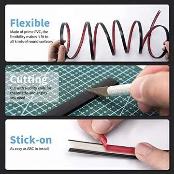 Art3d 30 Ft Peel and Stick Flexible Vinyl Molding Trim for Wall Tile Edges, Kitchen backsplash, Mirrior Frame in Black