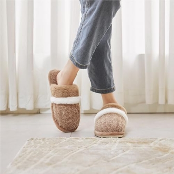Mens Slippers Cozy Memory Foam Warm House Bedroom Shoes with Anti-Skid Sole Indoor and Outdoor Slippers for Women and Men Size 11 12 Coffee