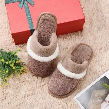 Mens Slippers Cozy Memory Foam Warm House Bedroom Shoes with Anti-Skid Sole Indoor and Outdoor Slippers for Women and Men Size 11 12 Coffee