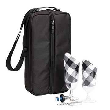 ALLCAMP Wine tote Bag with Cooler Compartment，Picnic Set Carrying Two sets of tableware