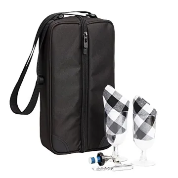 ALLCAMP Wine tote Bag with Cooler Compartment，Picnic Set Carrying Two sets of tableware