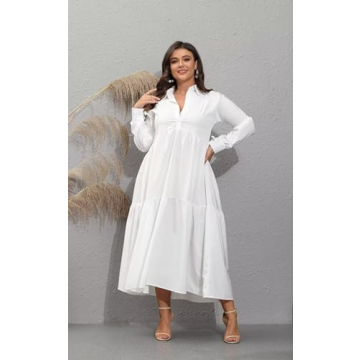 Women's Long Sleeve Button Down Maxi Shirt Dress - Elegant & Comfortable