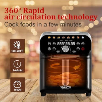 WHUTO Air Fryer: 5.8QT with Digital Touchscreen, 12 Functions