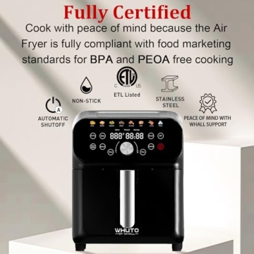 WHUTO Air Fryer: 5.8QT with Digital Touchscreen, 12 Functions