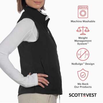 SCOTTeVEST Featherweight Vest for Women - 16 Hidden Pockets - Lightweight Water Repellent for Travel...