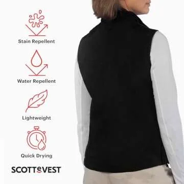 SCOTTeVEST Featherweight Vest for Women - 16 Hidden Pockets - Lightweight Water Repellent for Travel & More (Cadet Blue, Small)