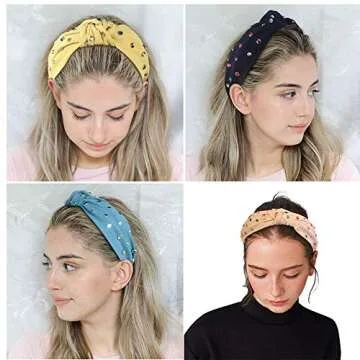 Stylish Knot Headbands with Colorful Rhinestones for Women