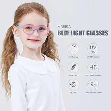 MARIDA Kids Blue Light Glasses - Stylish Anti-Glare Protection for Children