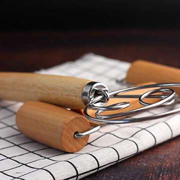 Danish Dough Whisk, Stainless Steel Dutch Style Hand Bread Mixer Dough Whisk Baking Tool For Pastry or Pizza (Style 2)