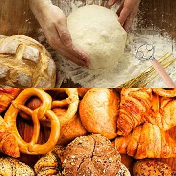 Danish Dough Whisk, Stainless Steel Dutch Style Hand Bread Mixer Dough Whisk Baking Tool For Pastry or Pizza (Style 2)