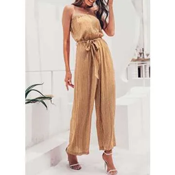 Miessial Women's Summer Sexy Tie Romper Tube Strapless Casual Jumpsuit Wide Leg Pants Jumpsuit Yellow Size Small (4-6)