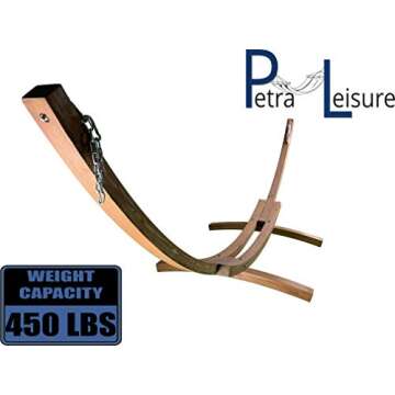 Petra Leisure 14 Ft. Wooden Arc Hammock Stand. 450 LB Capacity. Teak Stain Finish