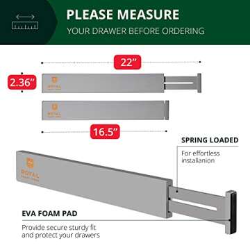 ROYAL CRAFT WOOD Adjustable Bamboo Drawer Dividers Organizers - Expandable Drawer Organization Separ...