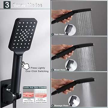 Shower Head,12 '' High Pressure Rain/Rainfall Shower Head/Handheld Showerhead Combo,13'' Brass Adjus...