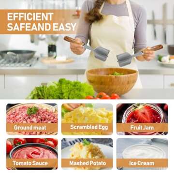 Handle Meat Chopper, Heat Resistant Meat Masher For Hamburger Meat, Ground Beef Smasher, Nylon Hamburger Chopper Utensil, Ground Non Stick Mix Chopper, Potato Masher Tool