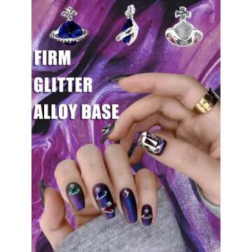 60 Pcs Planet Nail Charms Nail Rhinestones 3D Shiny Saturn Shape Nail Art Alloy Diamond Crystal Luxury Nail Ornament Gems for Girls Nail Art DIY Crafts Decoration Supplies(12 Colors)