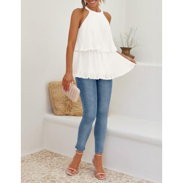 ZESICA Women's Summer Halter Tank Top, Perfect Fit