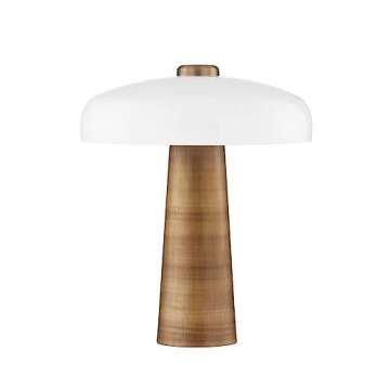 Lush Table Lamp - Elegant Patina Brass & Opal Glass