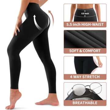 High Waisted Tummy Control Leggings 4 Pack for Women
