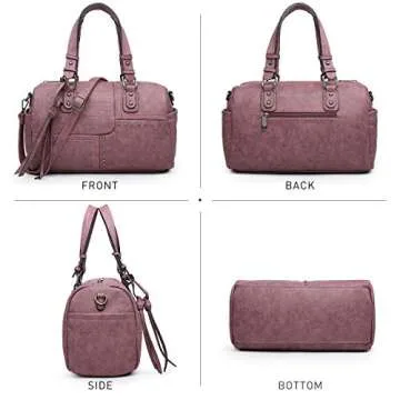 Dasein Women Soft Vegan Leather Barrel Bags Large Hobo Top Handle Work Totes Satchel Handbags Shoulder Purse