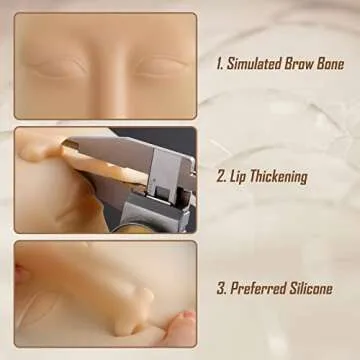 QUELLE 10 Pcs Permanent Makeup Practice Skin Silicone Face Practice Skin 3D Microblading Supplies Training for Eyebrow Lip Eyeliner TA538-10