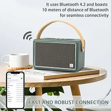 Vintage Bluetooth Speaker, KONEX 40W Leather Portable Wireless Speaker, Bluetooth 4.2 Heavy Bass Music Player, 20H Long Playtime, Outdoor Speaker for Home, Office, Party, Gift for Friend