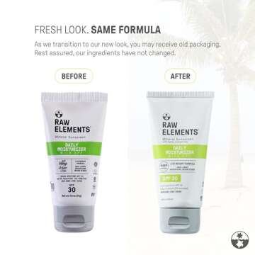 Raw Elements Daily Lifestyle Moisturizer Bio-Resin Tube - SPF 30, UVA-UVB Protection, Non-Nano Zinc,...