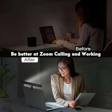 Video Conference Lighting, Webcam Light for Remote Working, Zoom Lighting for Laptop/Computer, Zoom Calls, Live Streaming, Self Broadcasting, Video Light with Tripod/Sturdy Clip,9000K Brightness