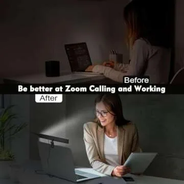 Video Conference Lighting, Webcam Light for Remote Working, Zoom Lighting for Laptop/Computer, Zoom Calls, Live Streaming, Self Broadcasting, Video Light with Tripod/Sturdy Clip,9000K Brightness