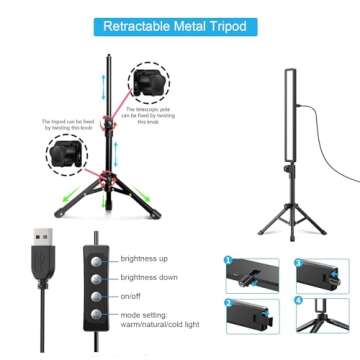 Video Conference Lighting, Webcam Light for Remote Working, Zoom Lighting for Laptop/Computer, Zoom Calls, Live Streaming, Self Broadcasting, Video Light with Tripod/Sturdy Clip,9000K Brightness