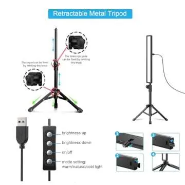 Video Conference Lighting, Webcam Light for Remote Working, Zoom Lighting for Laptop/Computer, Zoom Calls, Live Streaming, Self Broadcasting, Video Light with Tripod/Sturdy Clip,9000K Brightness