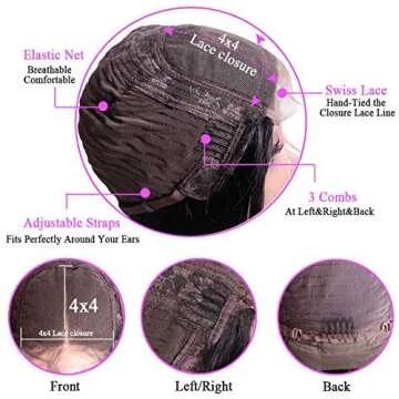 Metamuclia Hair 4x4 Water Wave Lace Front Wigs Human Hair, 180% Density Curly Lace Frontal Wigs Human Hair Pre Plucked Wet and Wavy Human Hair Wigs for Women 26 Inch