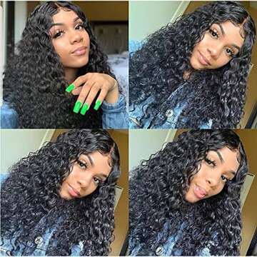 Metamuclia Hair 4x4 Water Wave Lace Front Wigs Human Hair, 180% Density Curly Lace Frontal Wigs Human Hair Pre Plucked Wet and Wavy Human Hair Wigs for Women 26 Inch