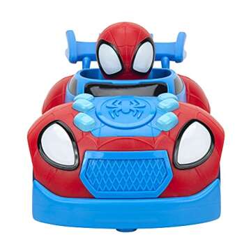 Marvel Spidey and His Amazing Friends Web Crawler RC - Remote-Controlled Vehicle - Features Built-in Super Hero with 4 Controller Functions, Blue & Red