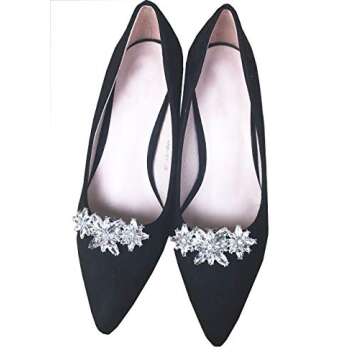 Polkar 2 Pairs Decorative Shoe Clips Jewelry Crystal Decoration Charms Wedding Party Accessories (3 Flower)
